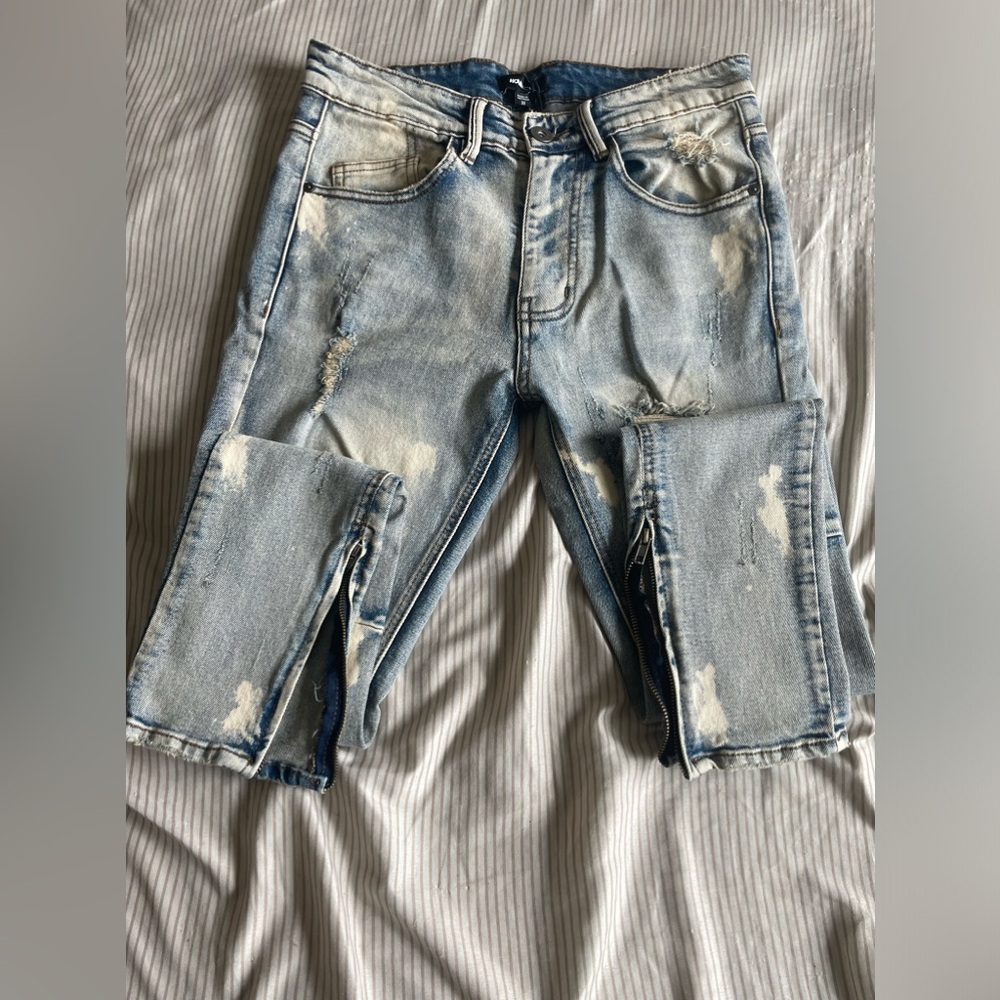 Fashion Nova Bleached Distressed Denim